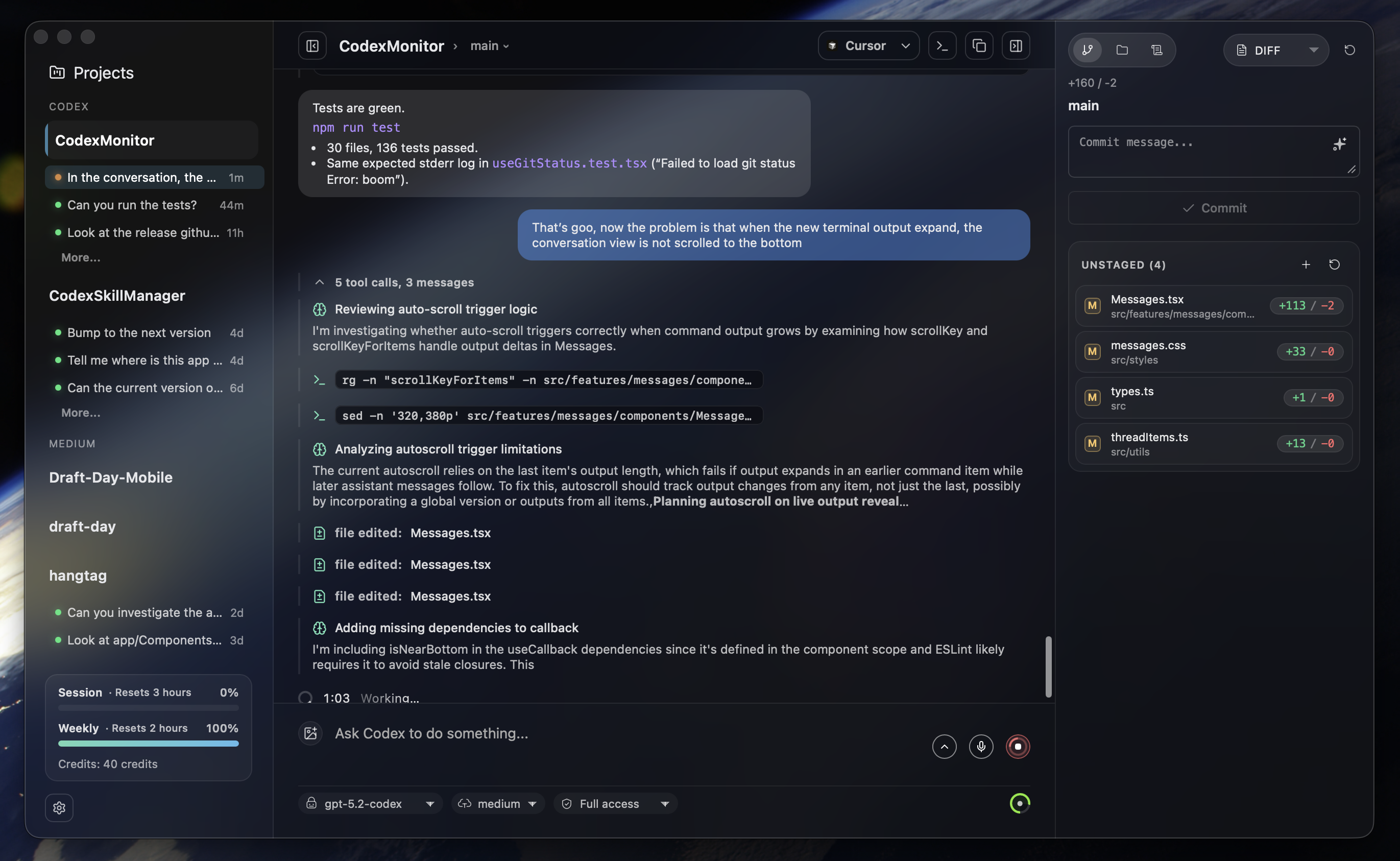 Codex Monitor App Screenshot